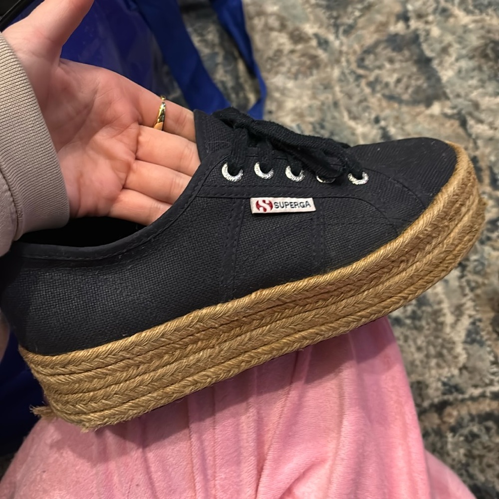 Superga navy blue platform shoe size 7.5 W